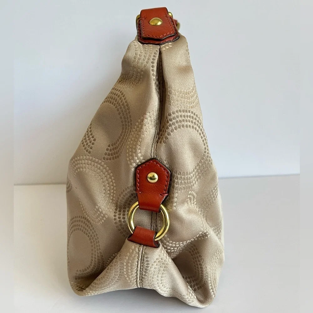 Coach Ashley Op Art Hobo Bag Khaki Orange F20031 - Picture 3 of 10